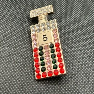 Crystal Embellished Number 5 Perfume Bottle Pendant - Multicolor